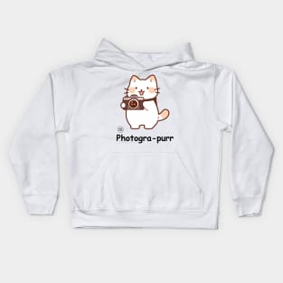 Photogra-purr Funny Photographer Cat Puns Kids Hoodie